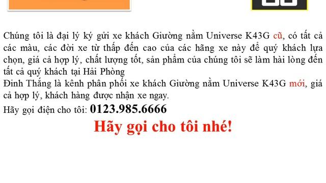 Mua và bán ô tô mới-cũ xe khách Giường nằm Universe 43 chỗ tại Hải Phòng (0123.985.6666) смотреть онлайн