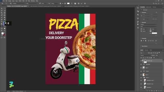 How to Design Poster Advertising Design Food Pizza - Tutorial Photoshop CC 2023 смотреть онлайн