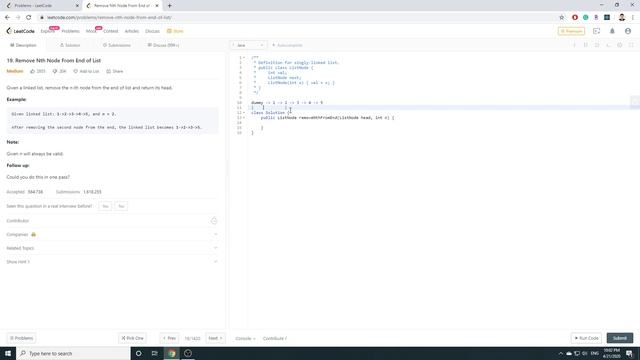 Leetcode 19 Remove Nth Node From End of List смотреть онлайн
