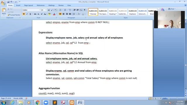 MySQL Lecture 8(OrderBy Clause,Aggregate Functions) смотреть онлайн