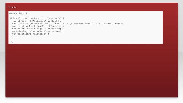 Determine touch position on tablets with JavaScript смотреть онлайн
