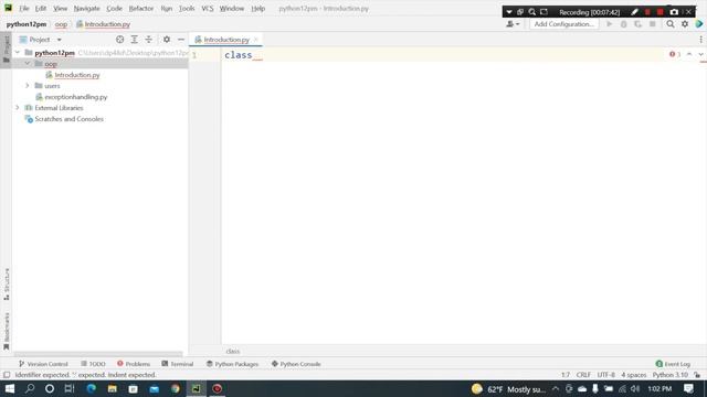 Handling Exception and Creating Class in Python with VS Code смотреть онлайн