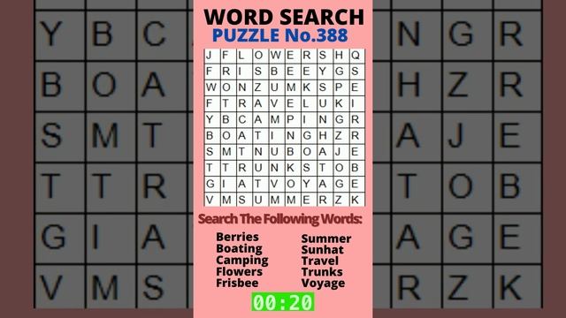 Word Search Puzzle #388 | Summer | Level: Moderate | #shorts #puzzle #summer смотреть онлайн