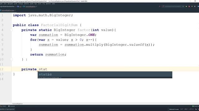 Project Euler problem 20 java : Factorial digit sum смотреть онлайн