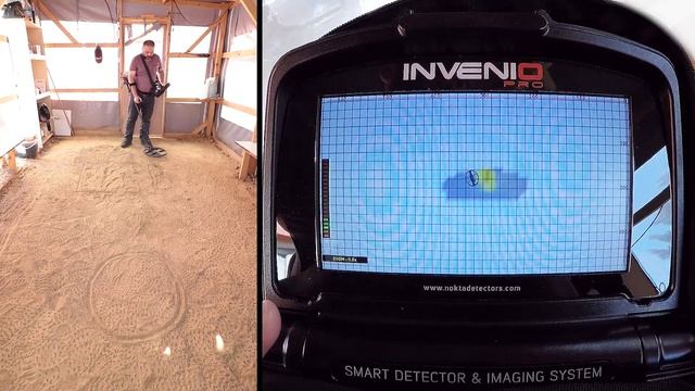 Nokta Invenio - Detection of a coin, brick coverture and a copper circle target смотреть онлайн