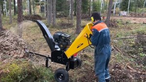 Измельчитель веток Champion CH1211E в работе