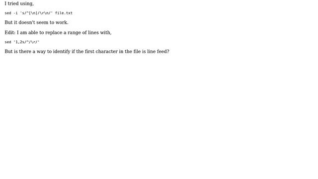 Replace LF with CRLF at the beginning of a file смотреть онлайн