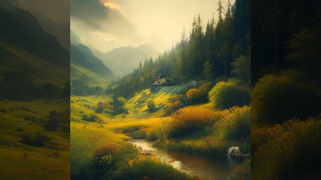 Таежные места, красивые равнины, пейзажи. Нейросеть рисует. #пейзаж #природа #нейросетьрисует смотреть онлайн
