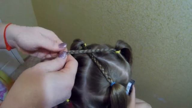 Причёска Воздушные Хвостики Шнурки Косички| Детские Причёски-Косы Плетение смотреть онлайн