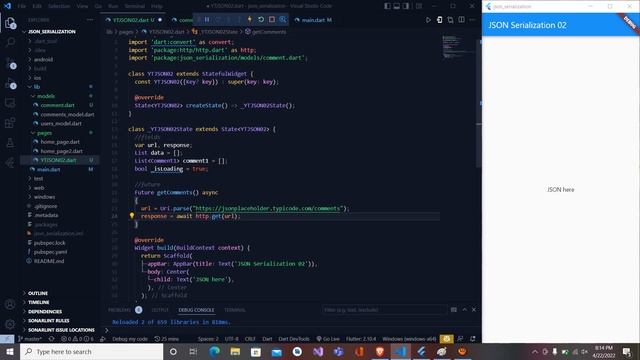 Converting dynamic JSON data to Dart objects in Flutter | JSON data serialization in Flutter -02 смотреть онлайн