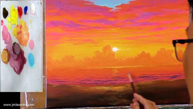 Tutorial : Acrylic Landscape Painting / Tropical Sunrise Beach / JMLisondra