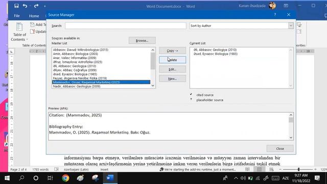 Microsoft Word 2019 [References Lent tabı] смотреть онлайн