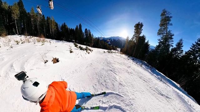 Архыз, 15.2024, небольшой фрирайдик по накатанной, между Андромедой и Кометой, камера Insta360 RS1 смотреть онлайн