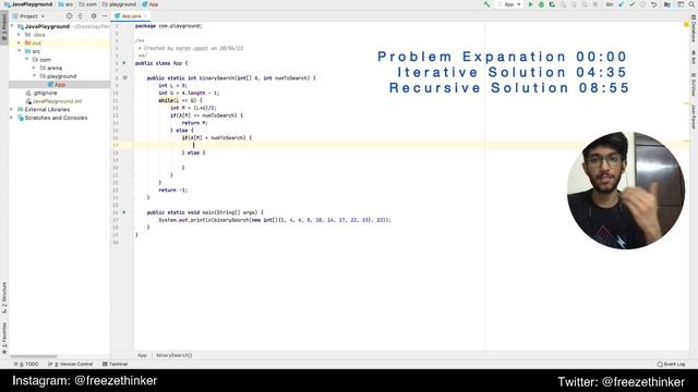 Binary Search: Explanation & Solution (Iterative & Recursion) | Java Programming смотреть онлайн