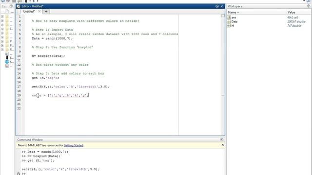 Plotting box plots with each box in different colors using Matlab смотреть онлайн