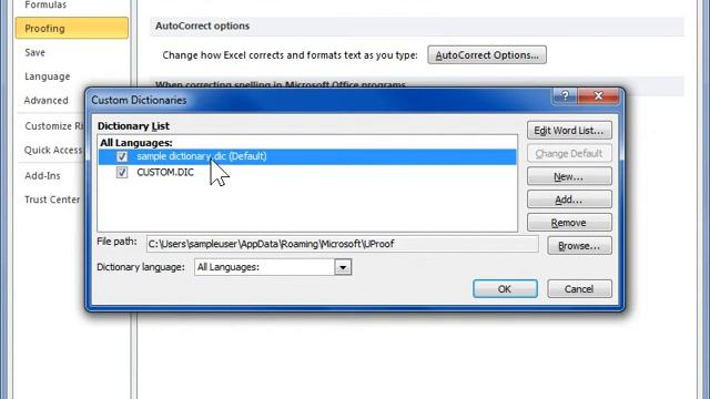 Change the Language Associated with a Custom Dictionary - Excel 2010 смотреть онлайн