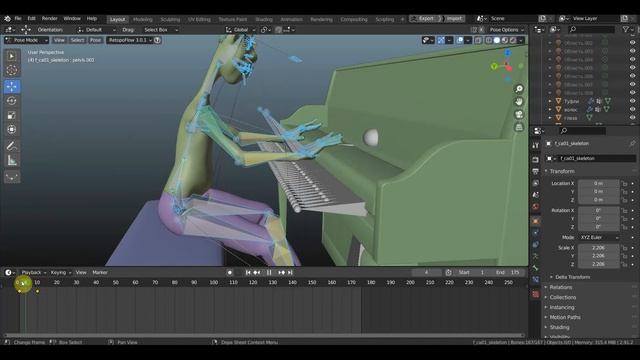 BLENDER 2.91 Пробую понять анимацию с пианино смотреть онлайн