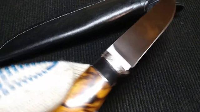 Кованая сталь Х12МФ , 60 HRC , рукоять ironwoode , ножны кожа чепрак. смотреть онлайн