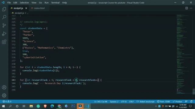JavaScript tutorials in Hindi #27, backward looping array, for loop inside for in javascript смотреть онлайн