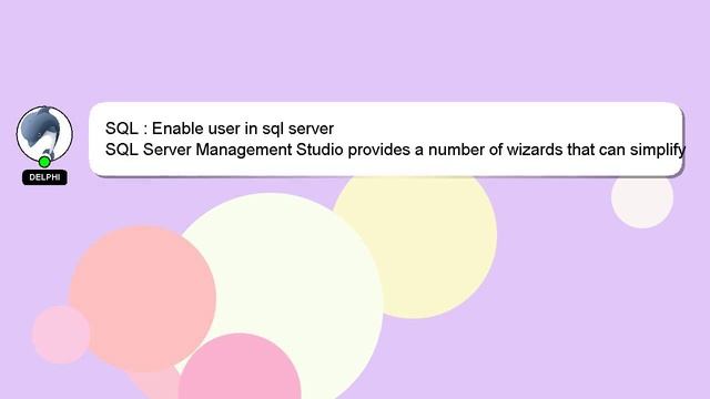 SQL : Enable user in sql server смотреть онлайн