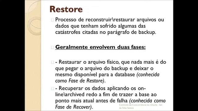 Backup e Restore no Oracle смотреть онлайн