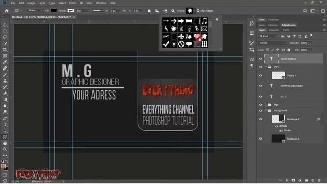 Modern Black Business Card PSD Photoshop Tutorial preview | EVERYTHING ps смотреть онлайн