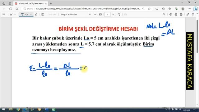 Birim Şekil Değiştirme - Birim Uzama Örnek Hesaplama смотреть онлайн