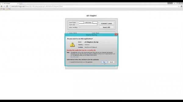 Java Script PHP RFID NFC example - card UID sending online