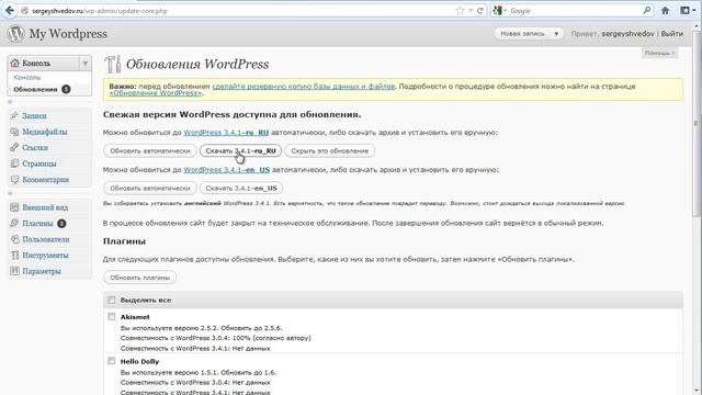Как обновить Wordpress автоматически смотреть онлайн