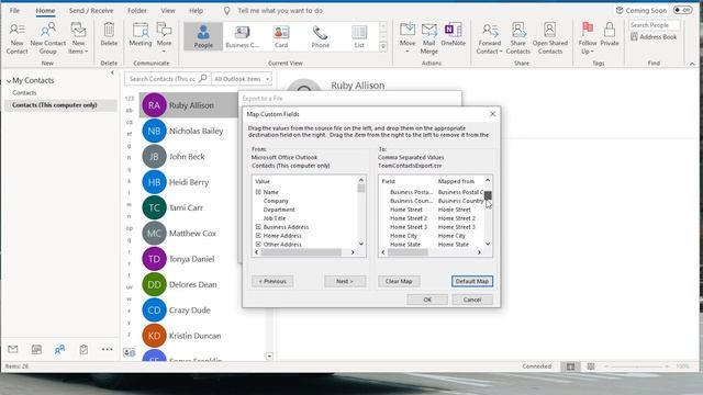Outlook Export Contacts to Excel CSV смотреть онлайн