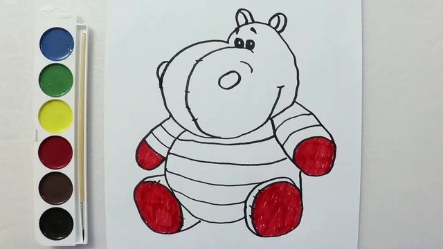 Нарисуй со мной БЕГЕМОТИКА!!!Мультик раскраска для детей!!!Обучение цветов... смотреть онлайн