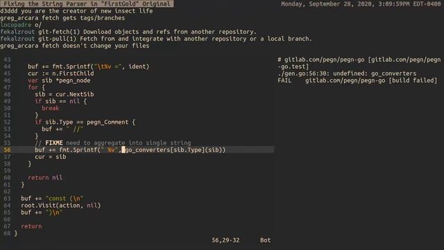 Fixing the String Parser in "FirstGold" Original • Golang, PEGN, Linux, Vim, Tmux, LiveCoding смотреть онлайн