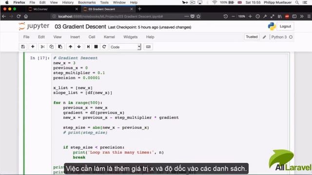 Machine Learning Gradient Descent with Python Lesson 4 Algorithm part 2 смотреть онлайн