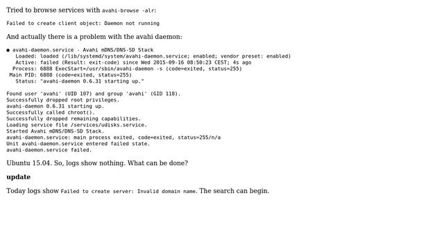 Ubuntu: avahi-daemon.service failed смотреть онлайн