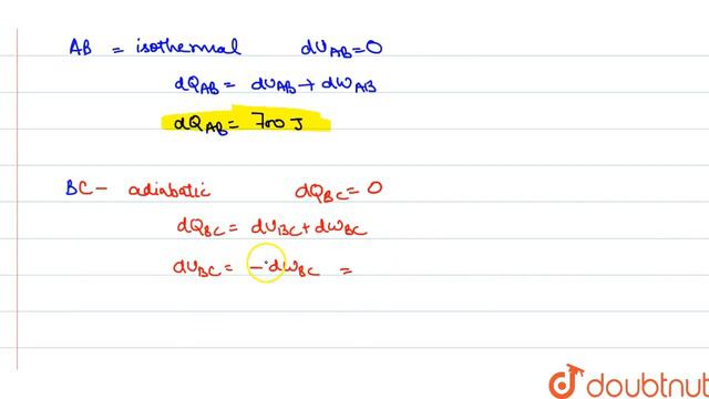 An ideal gas expands isothermally along AB and does `700J` of work. How much heat смотреть онлайн