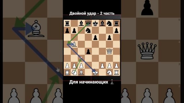 Шахматная тактика. Двойной удар - 2 часть. Для начинающих. ▶Shorts 2.1 - Обучение▶ смотреть онлайн