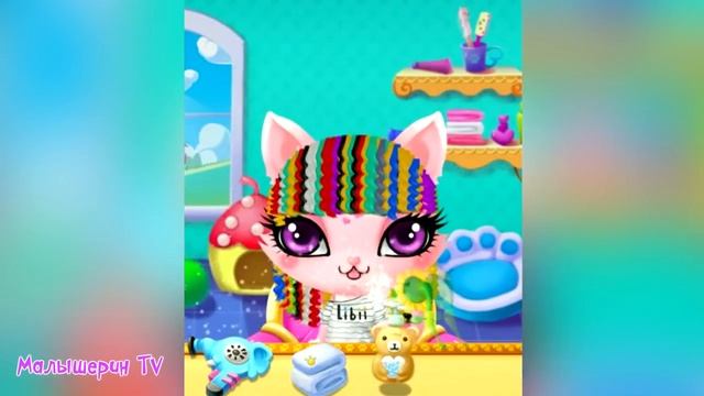 Прическа для милого котика в детской игре про салон красоты для животных смотреть онлайн