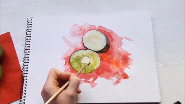 How to paint kiwi fruit|| watercolor tutorial || speedpaint|| Julia fine art смотреть онлайн