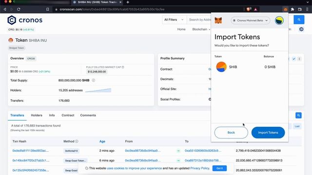 Adding SHIB to MetaMask on Cronos Network смотреть онлайн