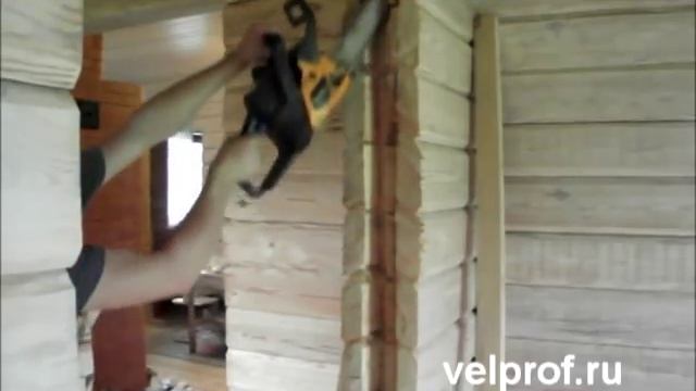 Обсада. Закладываем обсадной брус. Подготовка проема под установку окон и дверей. смотреть онлайн