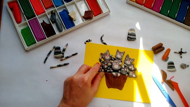 Лепка из пластилина. "Букет котов". Часть 3. смотреть онлайн