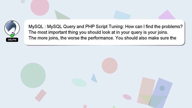 MySQL : MySQL Query and PHP Script Tuning: How can I find the problems? смотреть онлайн