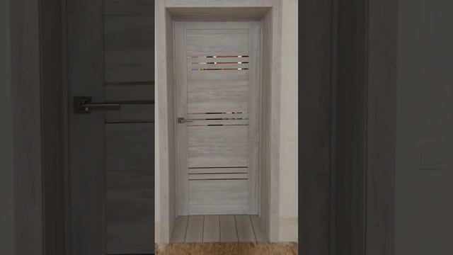 Межкомнатная дверь экошпон ДО LX6 Бетон санторини с зеркалом графит от Царь Дверей Тольятти смотреть онлайн