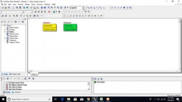 Data Modeling with Erwin - Erwin workspace, Entities, Datatypes, Diagrams