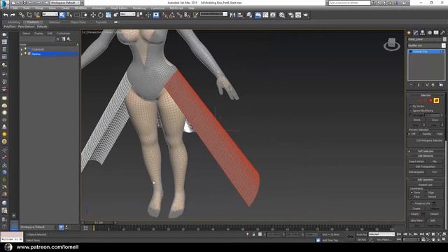 Elsa Frozen2 3D Modeling Process Part 8 Clothe Draping in 3ds max смотреть онлайн