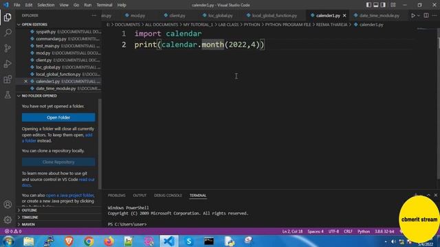 PRINT A MONTH CALENDAR USING PYTHON | BCA, MCA, B. TECH | SEMESTER ONLINE TUITION | CALL @980439694 смотреть онлайн