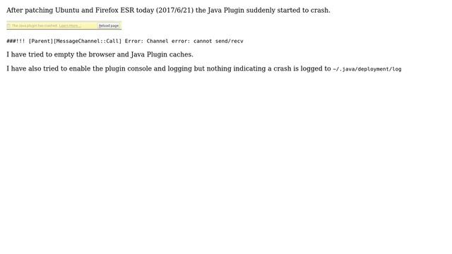 Unix & Linux: Java plugin crash on Ubuntu 16.04 / Firefox ESR 52.2.0 смотреть онлайн