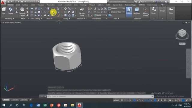 Autocad tutorial How to make stud bolt and nut 3d modeling смотреть онлайн