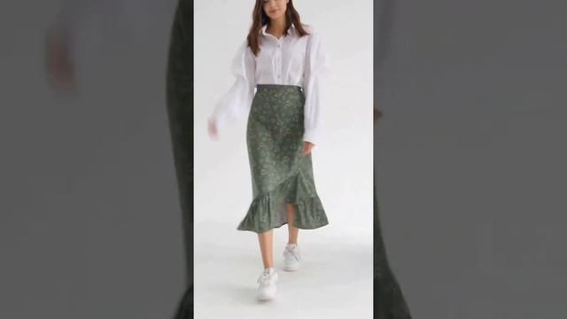 Обзор летней юбки VAY 211-3685 оливкового цвета смотреть онлайн