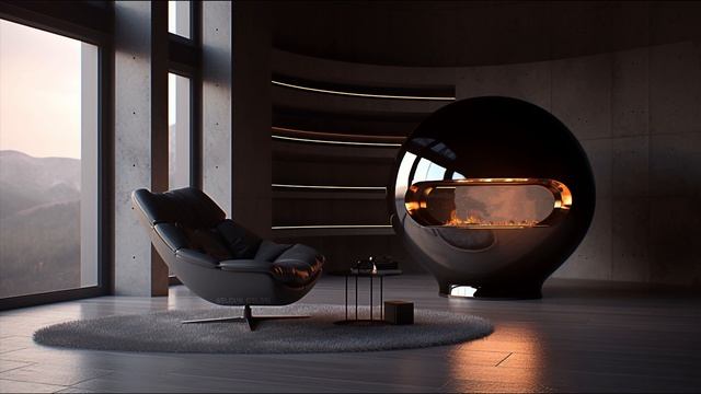 Futuristic Fireplace Ambient. Sci-Fi Ambiance For Sleep, Study, Relaxation